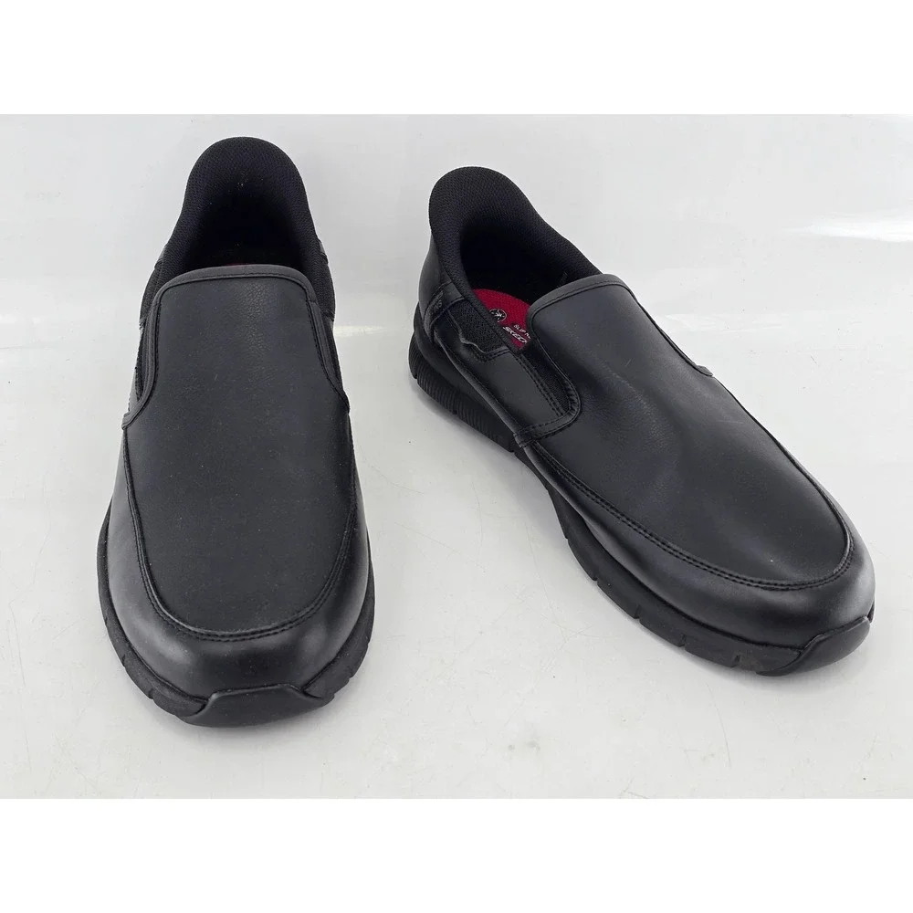 Skechers Slip-ins Work Shoes Mens 13 Black Leather EH SRO - Excellent